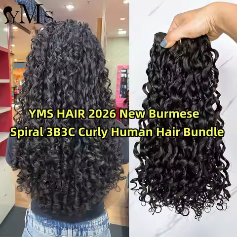 Burmese Spiral 3B3C Curly Hair Bundles Weft Human Hair YMS HAIR Unprocessed 3B3C Curly Hair Extensio
