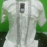 Baju Koko Putih Kombinasi Lengan Pendek Terbaru Dewasa Syamil Syahdika