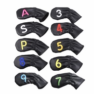 🇲🇾 Golf Sock Type Soft PU Leather Iron Headcover 10pcs Long Neck Colour Number - Mizuno OnOff Cobra 