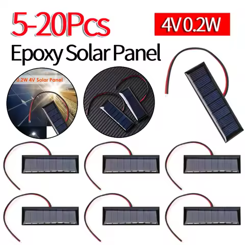 5/10/20Pcs Solar Panel 4V 50mA 0.2W 2 Wires 8 Solar Cells Mini Epoxy Solar Panel