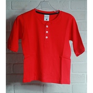 Sampleone [Made In Taiwan] "Henry Collar" Half Sleeve Henry Shirt Kids Red