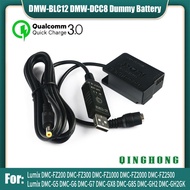 QC3.0 DMW-BLC12 Dummy Battery DMW-DCC8 & Power Bank USB Cable for PANASONIC Lumix DMC-FZ200 FZ300 FZ