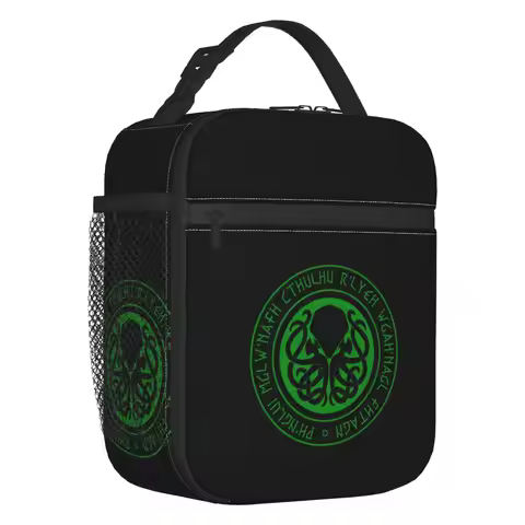 Necronomicon Insulated Lunch Bags for Camping Travel Lovecraft Mythos Cthulhu Resuable Cooler Therma