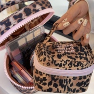 4-1Pc Leopard Print Makeup Bag - Travel Storage Pouch - with Hand Strap - Lipstick Cosmetics Storage