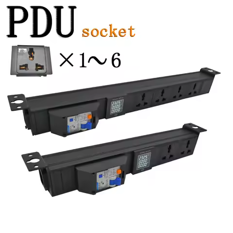 PDU power strip network cabinet rack 10A universal socket 16A Short circuit switch 1-6AC with ammete