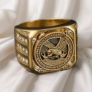 SM Gold Silver Plated Titanium Steel Ring Eagle Ring Praternal Club Size 5-12 Men Women The Fraterna