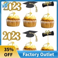 48PCS 2023 Year Gold Graduation Cupcake Toppers 2023 Graduation Decorations Food Decor/Graduation Grad Cap Party/Mini Cake Decor Insert