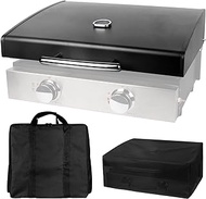 5011 Hard Cover Hood with Temperature Gauge for Blackstone 22 inch Table Top Griddle, and Heavy Duty Grill Cover &amp; Bag for Blackstone 22" Table Top Griddles, Black