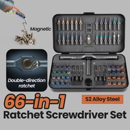 Professional 66-in-1 Multi-Purpose Screwdriver Kit with Magnetic S2 Steel Bits Bidirectional Ratchet