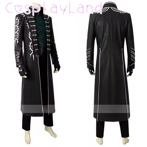 Hot Game DMC5 Cosplay Vergil Costume Nelo Complete Outfit with Boots Halloween Carnival Men Suit Jac
