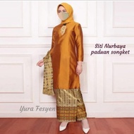 RR Setelan Baju Kurung Songket Melayu//Tunik Tafeta Polos Rok Songket Selendang//Tunik Tafeta Kekini