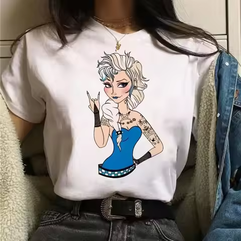 Disney T Shirt Disney Punk Princess Mermaid Ariel Kawaii Print Women's T-Shirt Easy Fashion Plus Siz