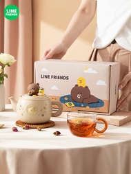 LINE FRIENDS เครื่องชงชาเซรามิค เครื่องชงกาแฟขนาดใหญ่ เครื่องชงชากังฟู เครื่องชงชาดอกไม้เดี่ยว