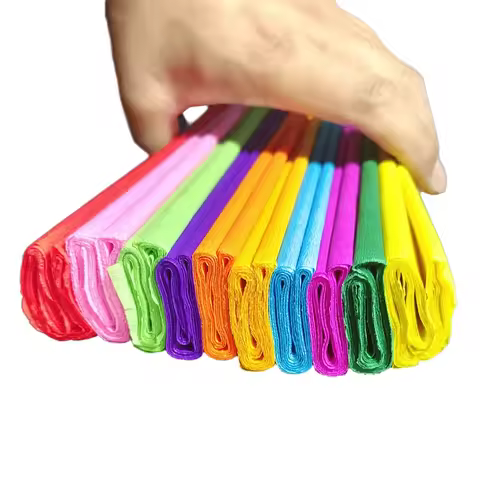 10 Rolls Crepe Paper Roll 50 x 200cm Wide Crepe Paper Streamer DIY Flower Paper for Birthday Party W