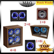 【Local Delivery】[Ready Stock]Watch Winder 1+0  2+0 4+0 Single Double Automatic Watch Rotating Meter With Ice Heart Blue LED Light Watch Box