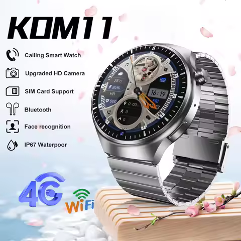 KOM11 4G Android Smartwatches Big Screen Wifi 4G Calls Watch Camera SIM Card 2+32GB Google Play With