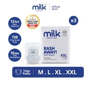 Milk Baby Diaper Yoga Pants Bundle - M126/L108/XL90/XXL72 (3 Packs)