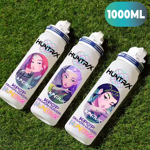1000ML Large Capacity Straw Drink K-Pop Frosted White Plastic Drinking Bottle Matte Scale Cup KPop G