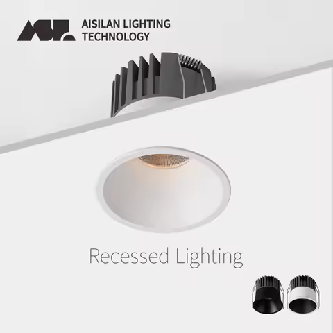 Aisilan Anti-glare LED COB Round Recessed Ceiling Downlight 7W 9W 3000K Aluminum Home Living Room Be