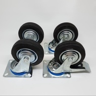 4 inch Display Case Wheels / Trolley Wheels / Rubber Wheels (2 Brakes 2 Lives)