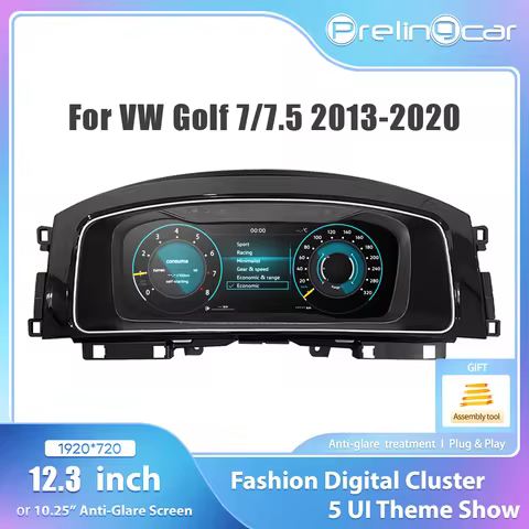 12.3‘’ Lcd Digital Dashboard Cluster For VW Golf7 MK7 2013-2020 Years Ntg4.5 Auto Radio Instrument P