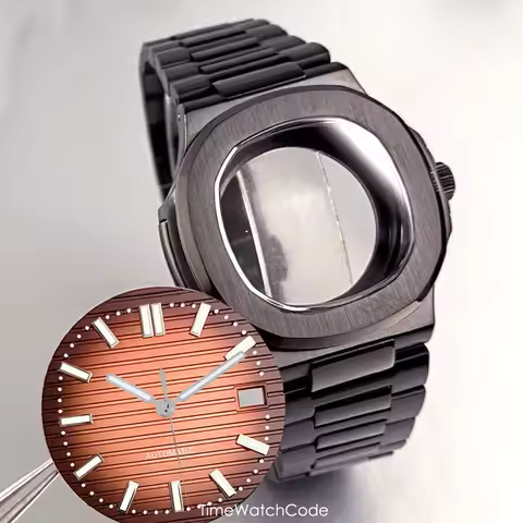 NH35A Black Watch Case for Nautilus Style Automatic Men Watch for NH34 NH36 NH38 NH70 NH71 NH72 4R35