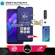 Package 3IN1 Anti Scratch Blue Matte Anti Glare Vivo Y12/Y15/Y17+Tempered Glass Camera And Skin Carbon