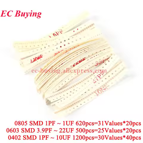 500pcs-1200pcs 0805 0603 0402 SMD Capacitor 1PF -1UF 3.9PF-22UF 1PF-10UF Components Package Capacito