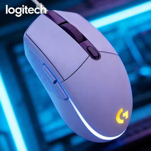 Logitech G102 wired dual-mode advanced office gaming mouse, available in black, white, purple, and b