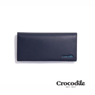 Crocodile 鱷魚皮件/皮夾/拉鍊長夾/單鈔13卡/Oxford牛津系列/0103-11101-黑藍兩色/ 藍色