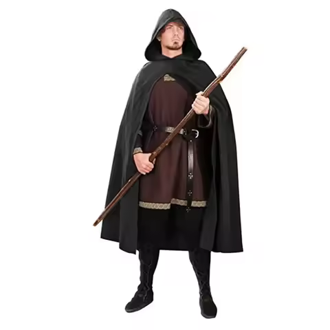 Hood Cape Cloak Robe Adult Kids Witch Wizard Pirate Outfit Hobbit Cowl Halloween Elven LOTR Costume 