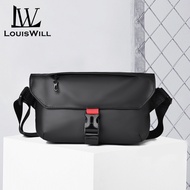 LouisWill Men Bag Shoulder Bag Chest Bag Fashion Cross Body Bag Soft PU Bag Large Capacity Leisure B