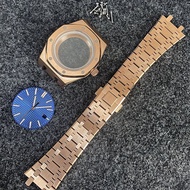 PVD Electroplating Rose Gold Case Sapphire Mirror 41mm Watch Case Strap for NH35/NH36/4R36 Movement