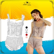 Setelan Piyama Tank Top Atasan + Celana Pendek / Baju Tidur Wanita Dewasa Set Lingerie Seksi Wanita 