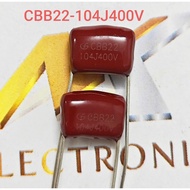 (Combo of 10) Capacitor CBB22 104J 400V 104J400V 400V104J 1.0uF pin spacing 10mm