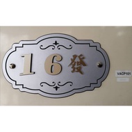 Venus ACP numbering plate ( 3 years warranty against color fading) for exterior/ interior