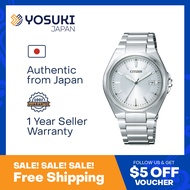 CITIZEN Solar BM6661-57A Eco Drive COLLECTION Simple Casual Date Silver Stainless  Wrist Watch For Men from YOSUKI JAPAN / BM6661-57A (  BM6661 57A BM666157A BM66 BM6661- BM6661-5 BM6661 5 BM66615 )