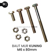 Yellow Bolt Nut M6x80 BMK 6x80 (80mm)/ Bolt M6 Yellow Key 10