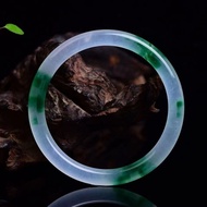 Jade color ice jade bracelet round bar Bangle light green floating flower quartzite jade bracelet th