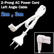สายไฟ AC แบบ 2 รู สีขาว หัวงอ 90 องศา 2-Prong port AC Power Cord For Notebook Laptop Adapter EU To I
