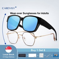 CAREVISY Wear Over Spectacles Sunglasses for Myopia UV400 Protection Anti Glare Driving Sunglasses M