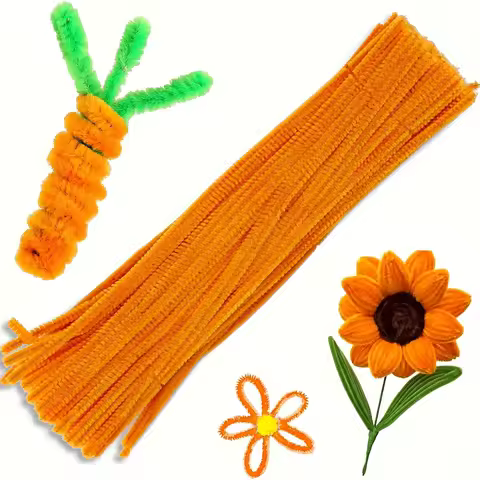 100 Pcs Orange Pipe Cleaners,Pipe Cleaners for Crafts,Pipe Cleaner Crafts,Chenille Stems for Craft D