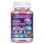 Adequauom Brain Boosting Gummies 60 Gummies | Strawberry Flavor Rich in Vitamins B12 B6 and Coffee B