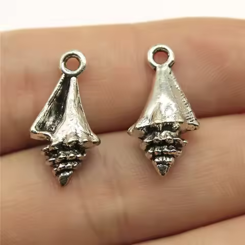 WYSIWYG 10pcs 21x11x6mm Shell Conch Charm Pendants For Jewelry Making Antique Silver Color Conch She