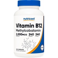 Nutricost Vitamin B12 (Methylcobalamin) 2000mcg, 240 Capsules - Vegetarian Caps,, Gluten Free B12 Su