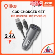 OLIKE Car Charger R1S / R1C / R6C Set Dual USB Fast Quick Charging 2.4A 12W Aluminum Alloy