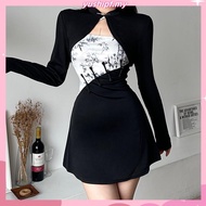 Amyway新中式国风墨竹改良旗袍吊带连衣裙+立领短袖罩衫两件套夏jzlwg.my2024/09/10