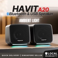 Havit A20 Wireless Bluetooth RGB LED Light Multimedia USB Powered Speaker For Laptop Desktop PC TV PS4