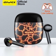 Awei T28 Pro Gaming Earbud TWS Bluetooth Earphone Low Latency Surround Stereo RGB Light With Mic