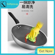 Germany 304 Uncoated Non-stick Pan Full Screen Honeycomb Stainless Steel Frying Pan Household Wok Pan Induction Pots And Pans
